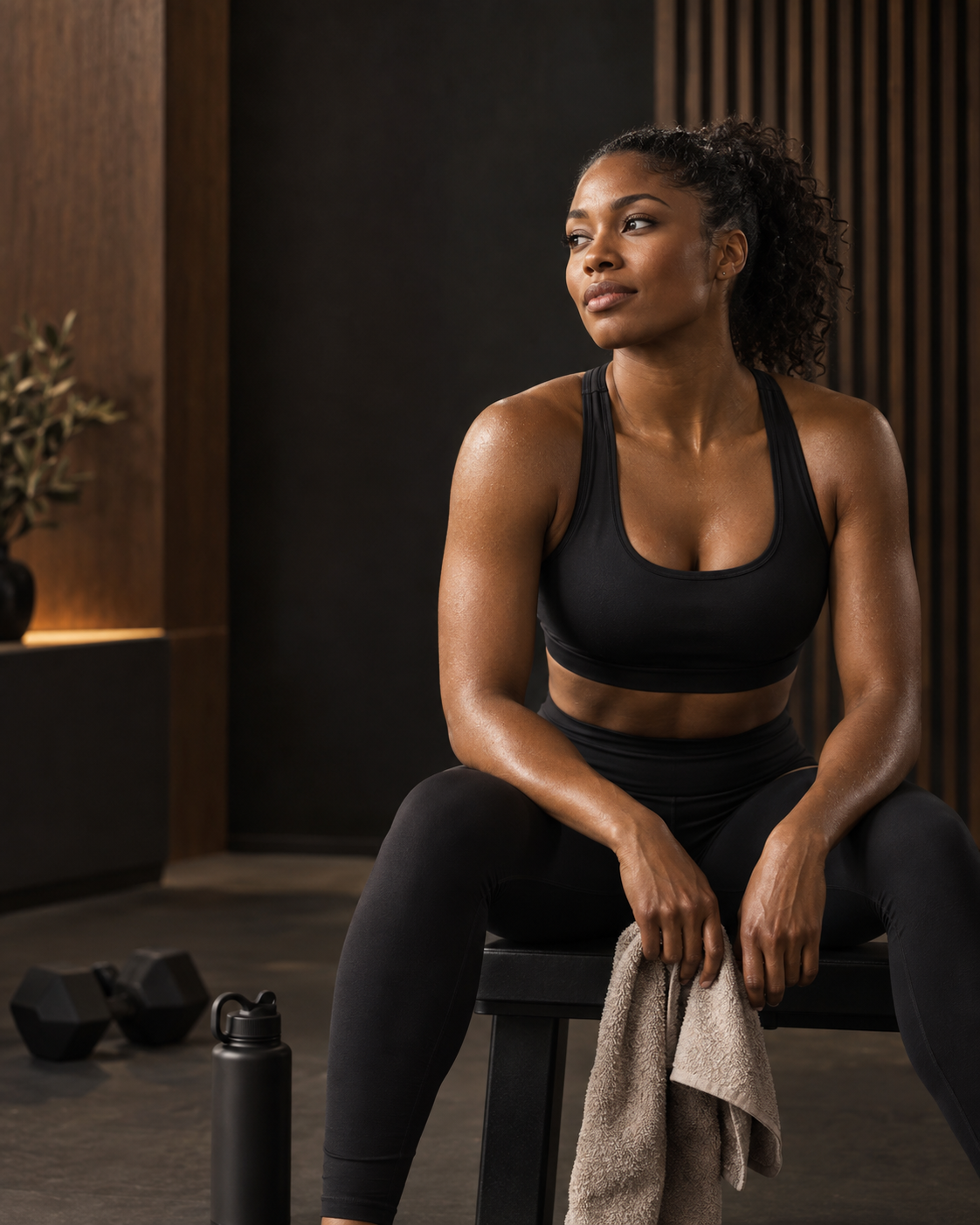 Athlete resting confidently after a strength workout